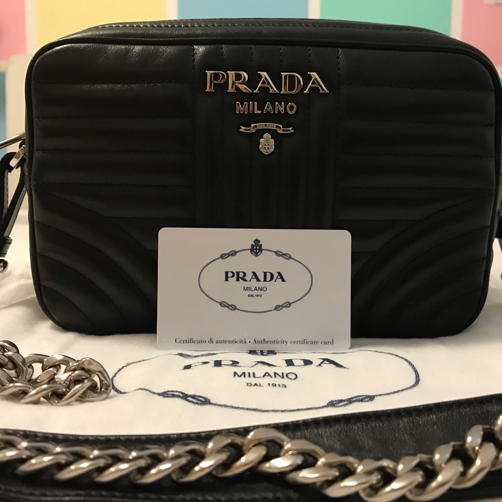 Prada Black Quilted Leather Shoulder Bag with Silver Hardware